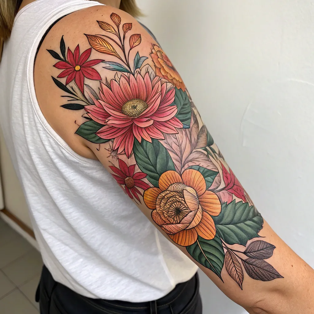 Intricate floral tattoo design